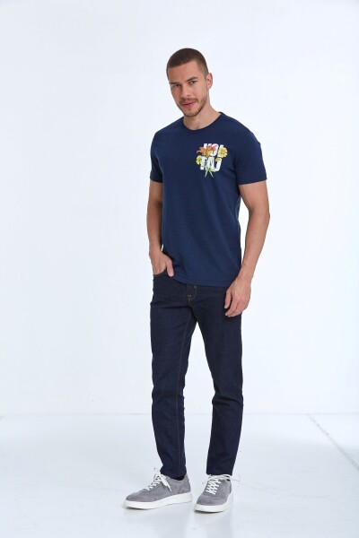 Sky Printed Men's T-Shirt Navy Blue - 2