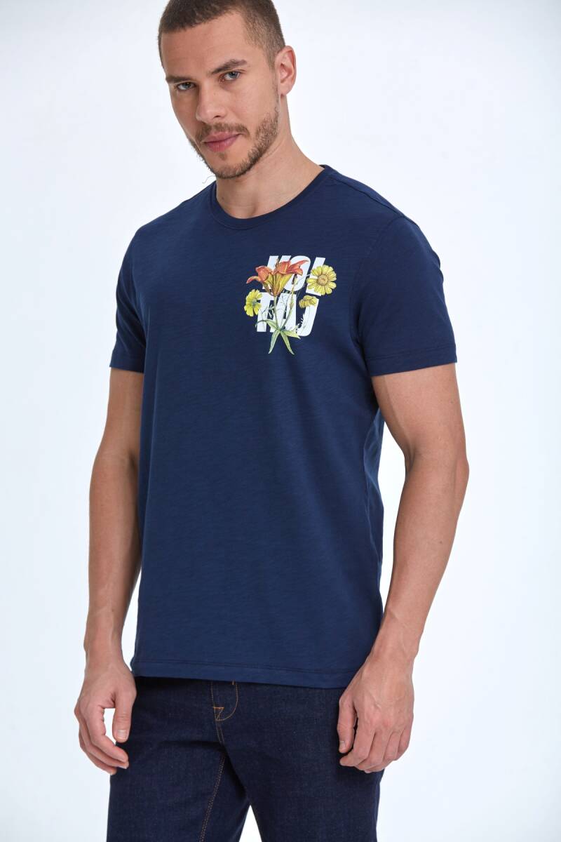 Sky Printed Men's T-Shirt Navy Blue - 1