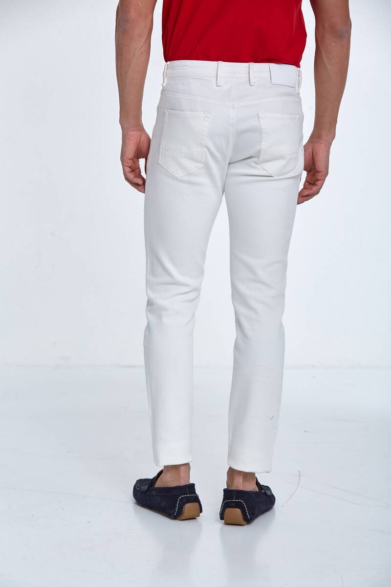 Slim Fit Beyaz Erkek Kot Pantolon