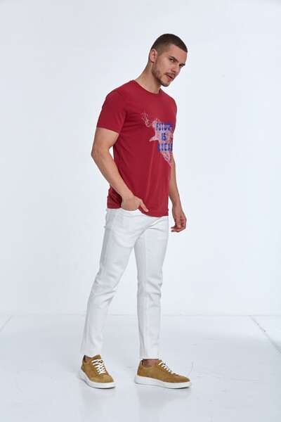 Slim Fit Beyaz Erkek Kot Pantolon - Thumbnail
