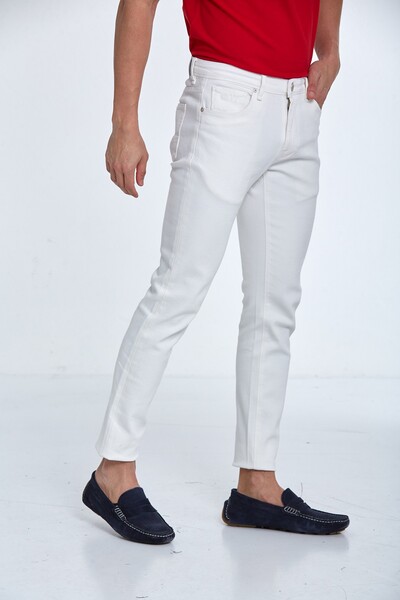 Slim Fit White Men's Jeans - Thumbnail