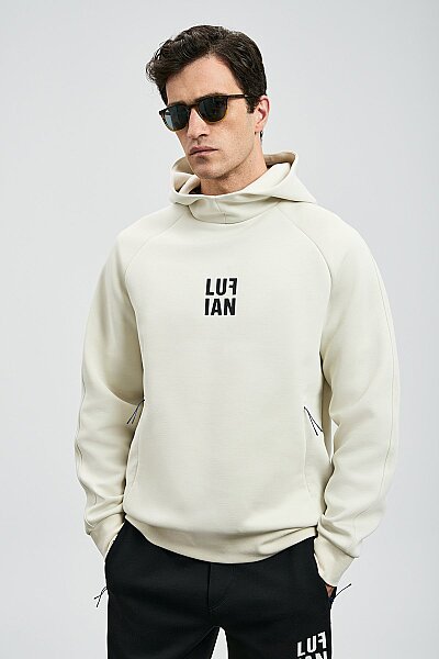 Snow Erkek Sweatshirt Kırık Beyaz - LUFIAN