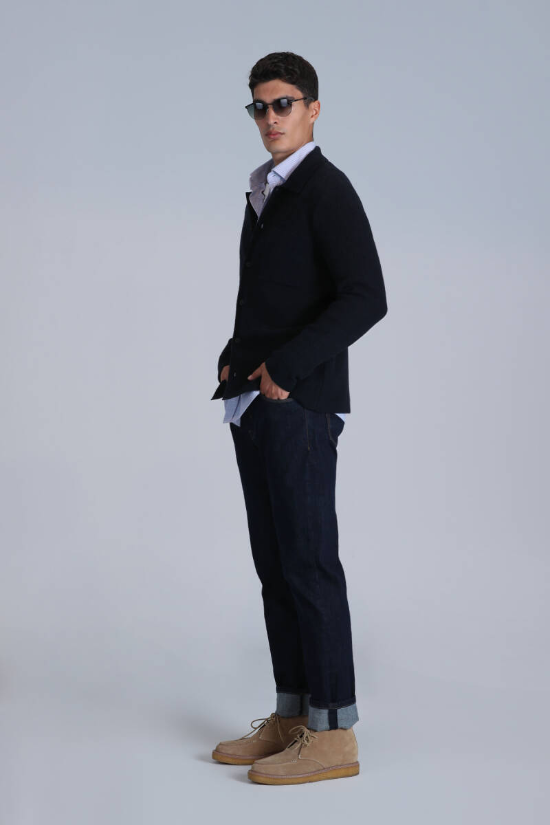 Solid Erkek Hırka Lacivert - 2