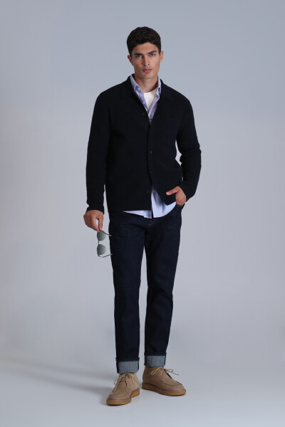 Solid Erkek Hırka Lacivert - 4