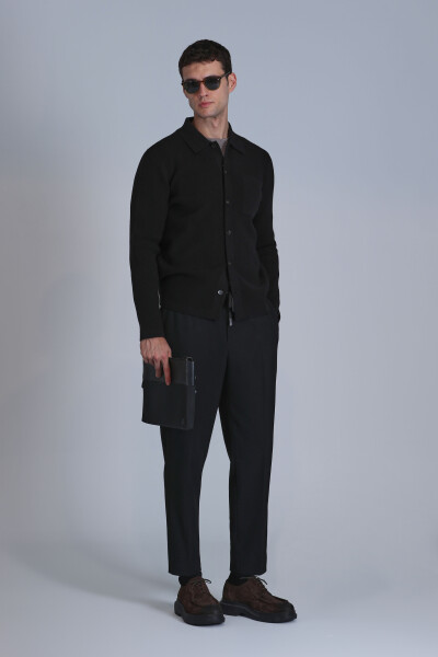 Solid Erkek Hırka Siyah - 4