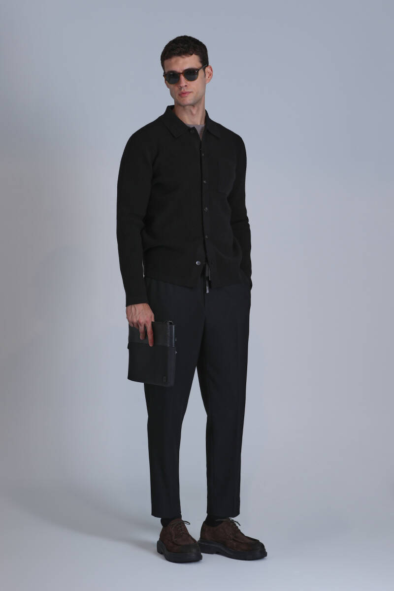 Solid Erkek Hırka Siyah - 4