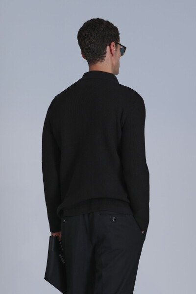 Solid Erkek Hırka Siyah - 6