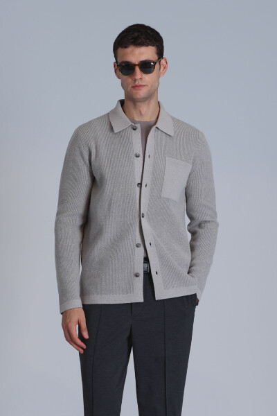 Solid Erkek Hırka Vizon - LUFIAN