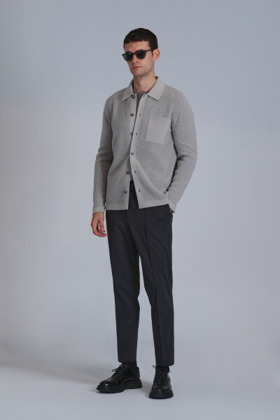 Solid Erkek Hırka Vizon - LUFIAN (1)