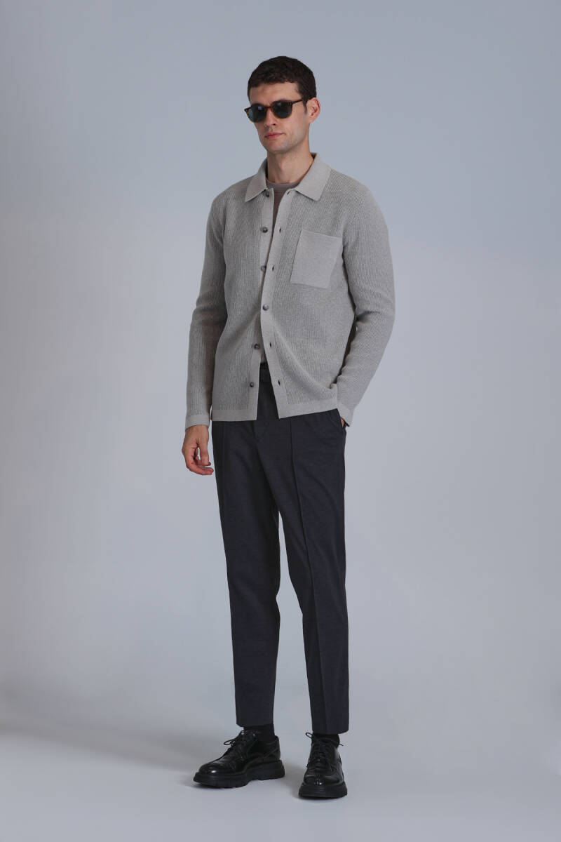 Solid Erkek Hırka Vizon - 2