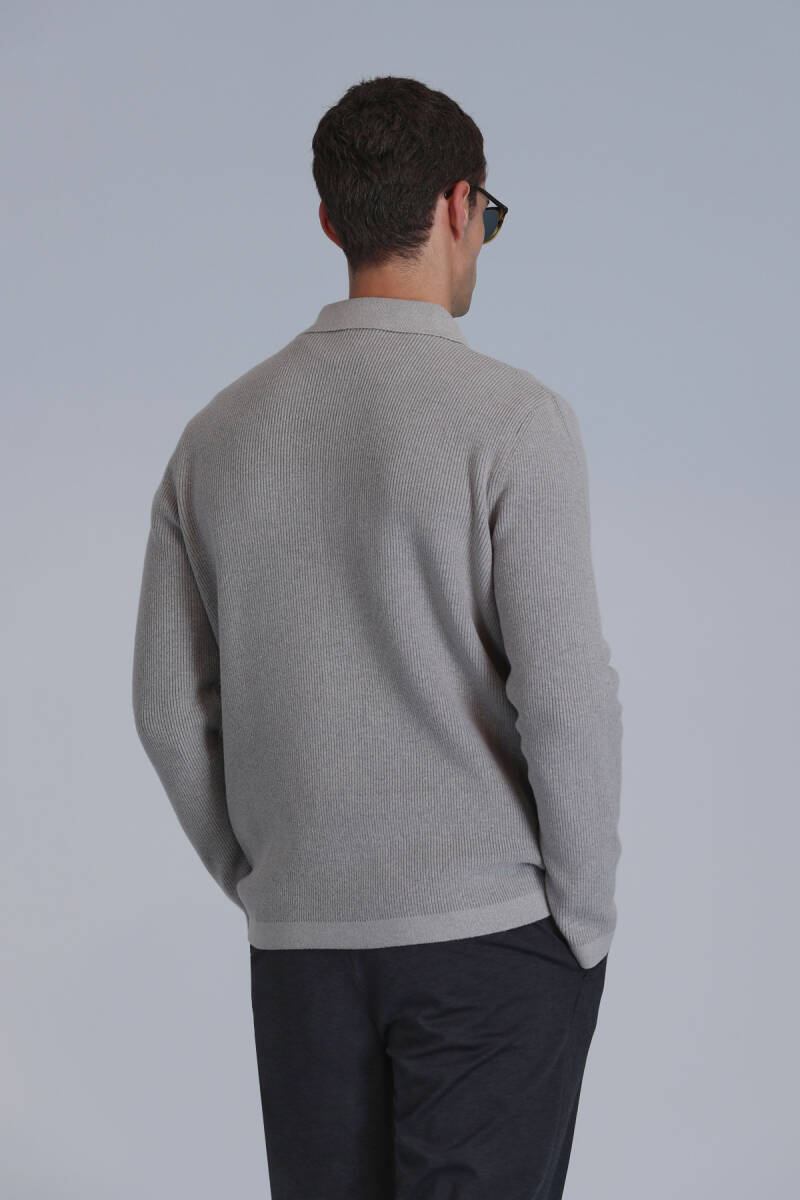 Solid Erkek Hırka Vizon - 6