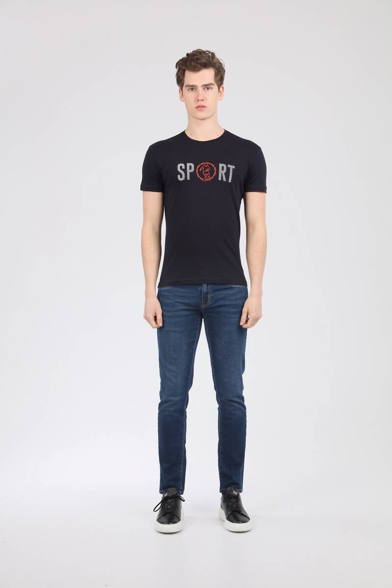 Sport Printed Round Neck Men's T-Shirt
