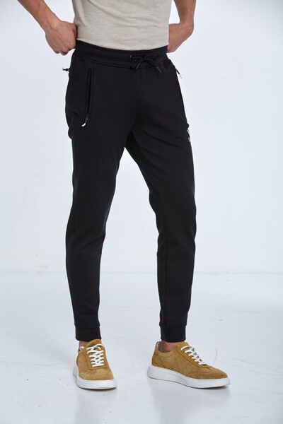 Спортивные штаны с вышитым логотипом V и карманом на молнии - Thumbnail