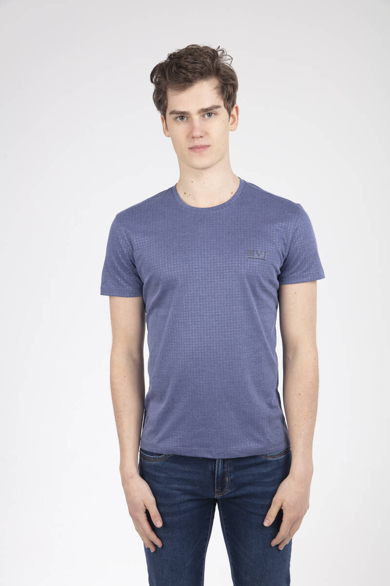 Square Patterned Crew Neck T-Shirt