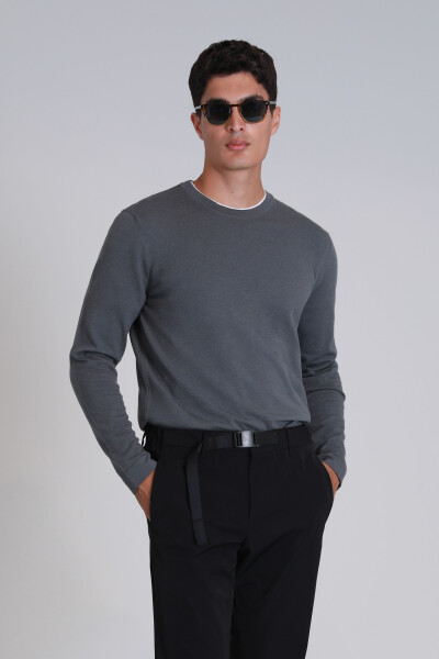 Stone Men's Sweater Dark Gray - LUFIAN