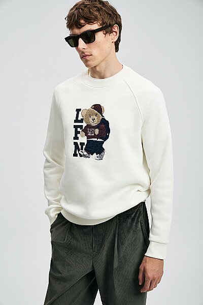 Storm Erkek Sweatshirt Kırık Beyaz - 4