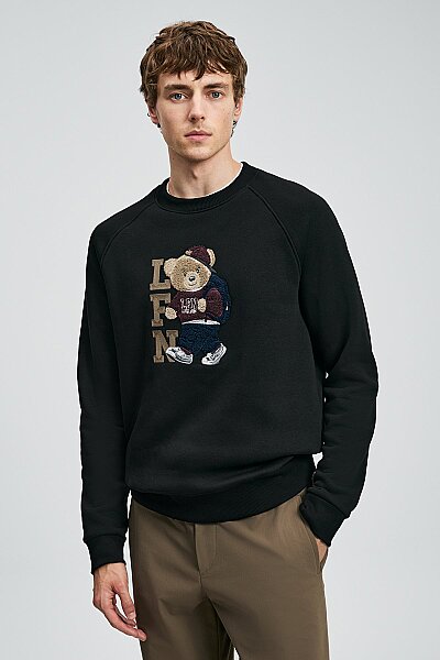 Storm Erkek Sweatshirt Siyah - LUFIAN