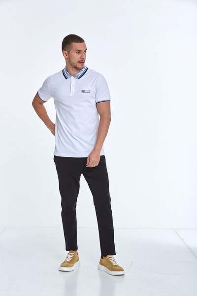 VOLTAJ - Striped Collar Polo Neck Men's T-Shirt