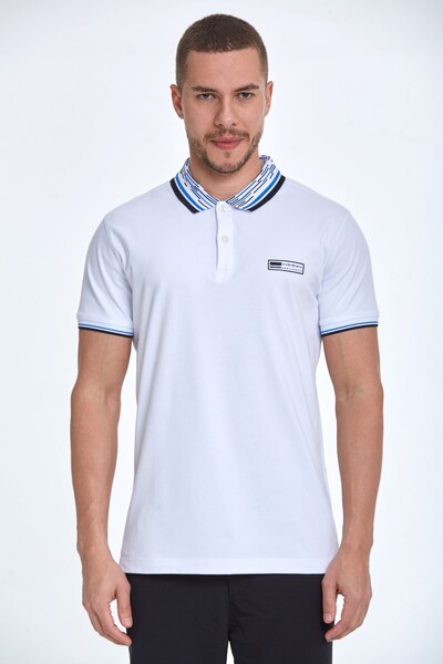 VOLTAJ - Striped Collar Polo Neck Men's T-Shirt (1)