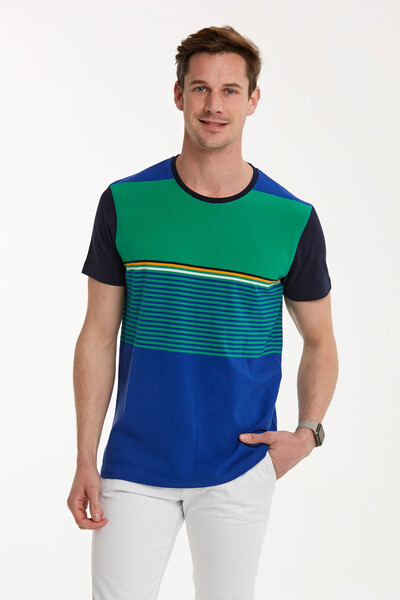 VOLTAJ - Striped Round Neck Men's T-Shirt