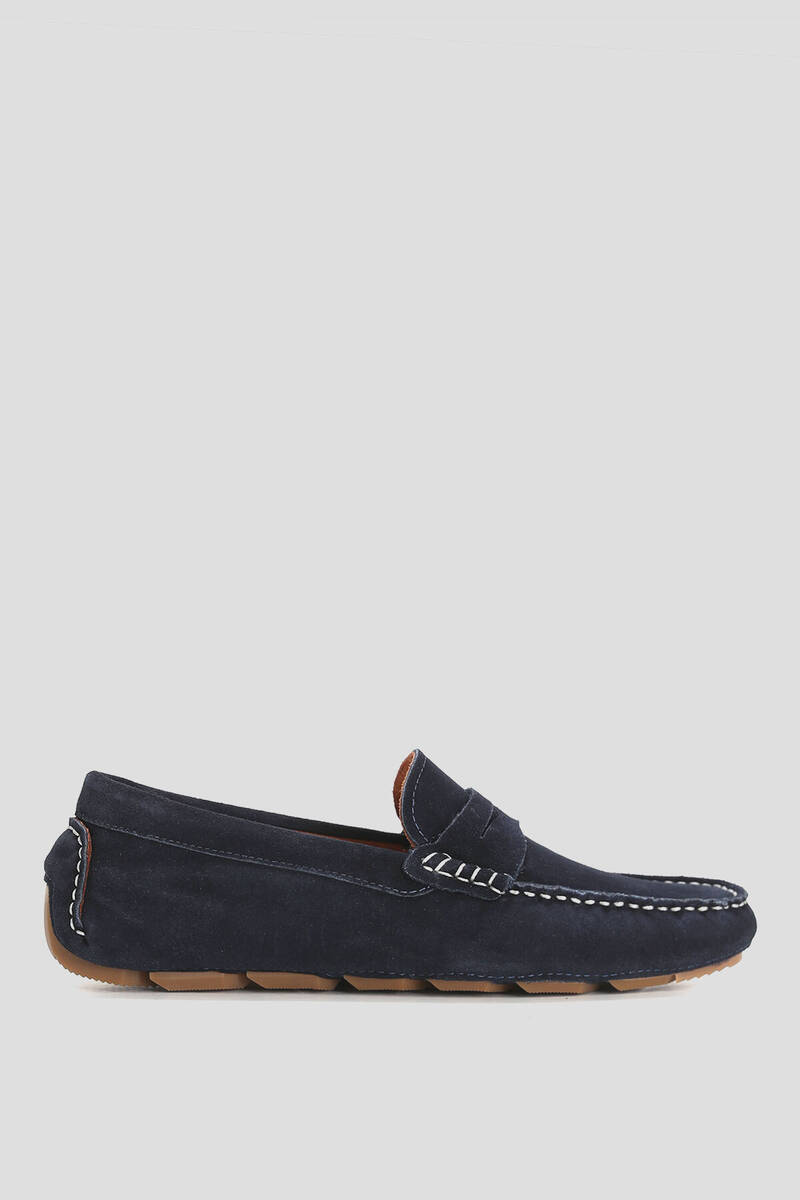 Stroll Men's Leather Loafer Shoes Navy Blue - 1