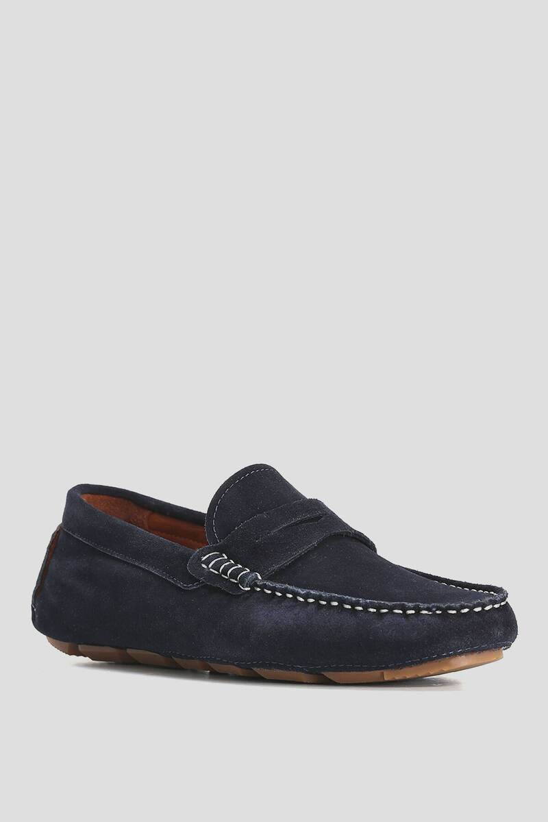 Stroll Men's Leather Loafer Shoes Navy Blue - 2