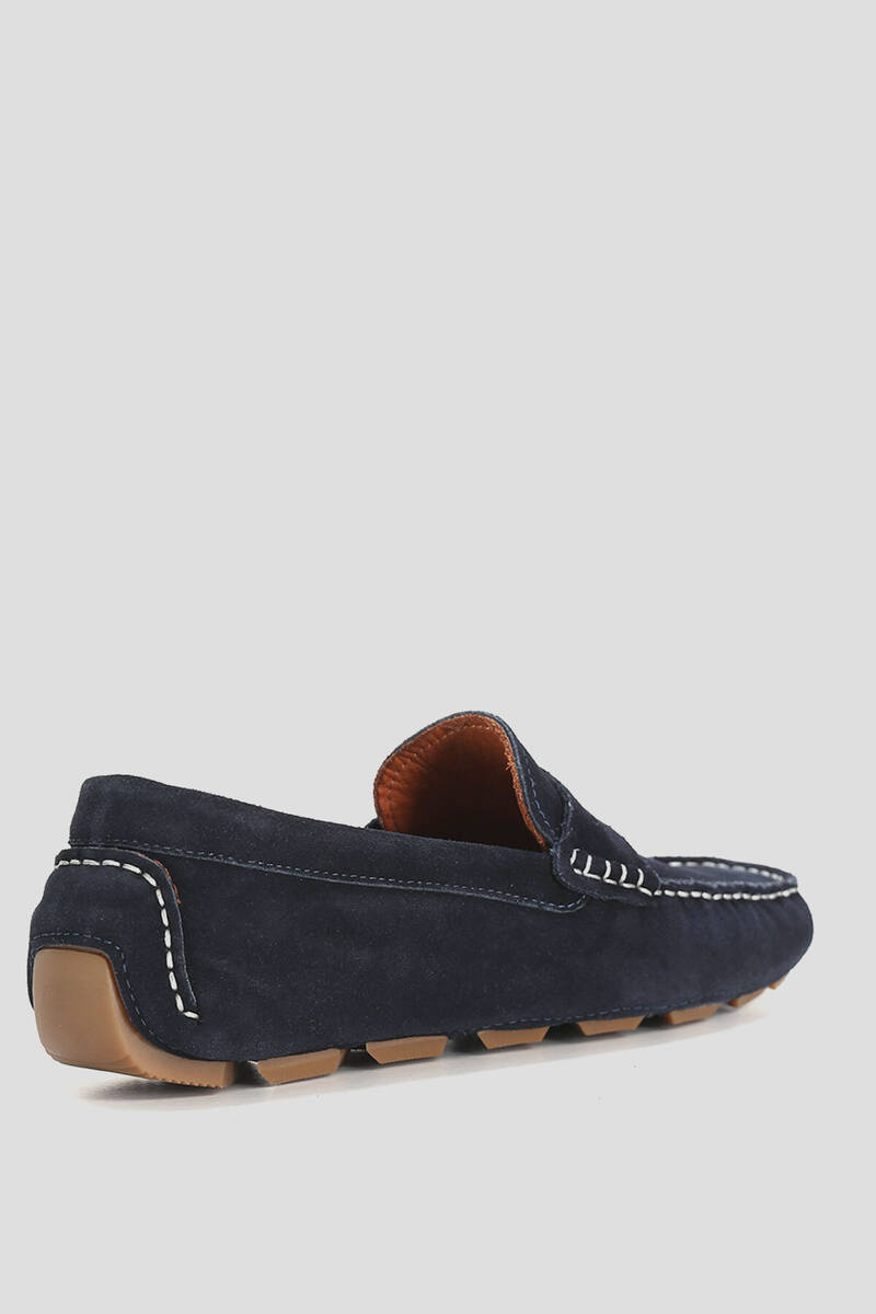 Stroll Men's Leather Loafer Shoes Navy Blue - 3