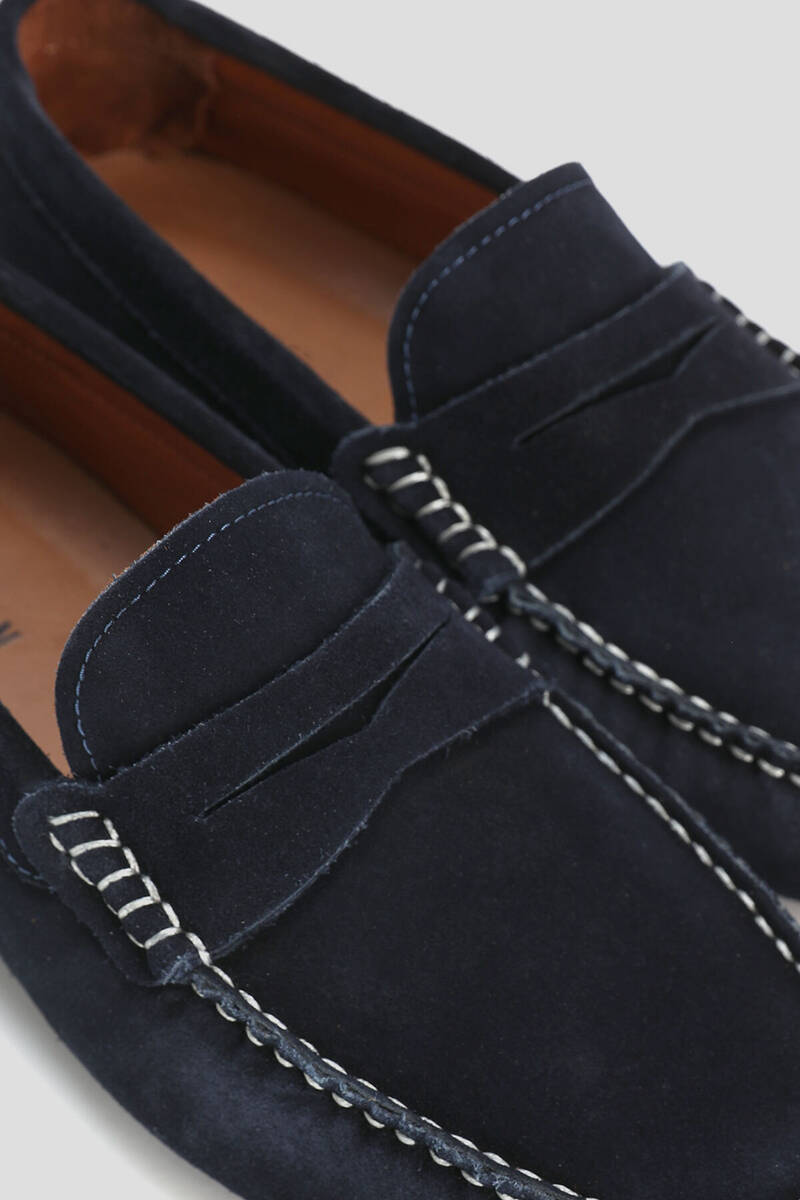 Stroll Men's Leather Loafer Shoes Navy Blue - 4