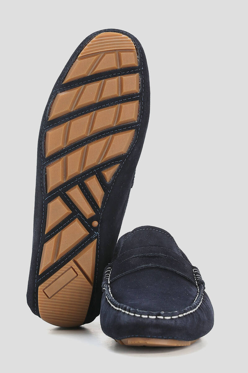 Stroll Men's Leather Loafer Shoes Navy Blue - 5