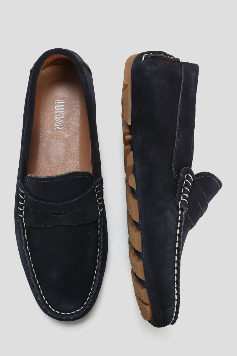 Stroll Men's Leather Loafer Shoes Navy Blue - 6