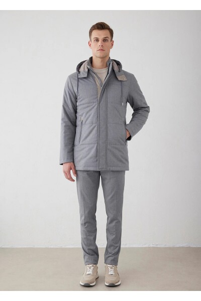 Talu Gray Zippered Hooded Coat - 1