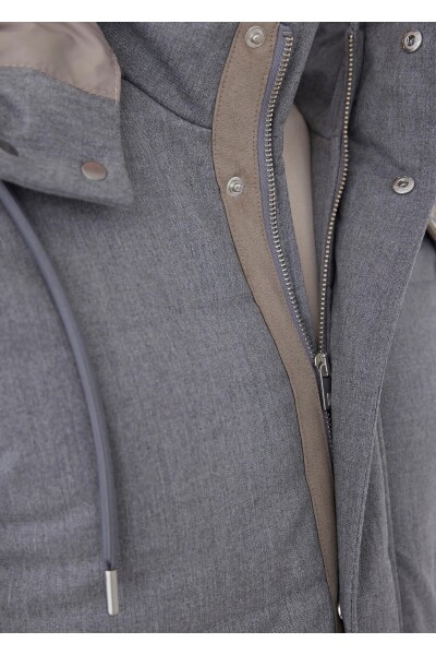 Talu Gray Zippered Hooded Coat - 2