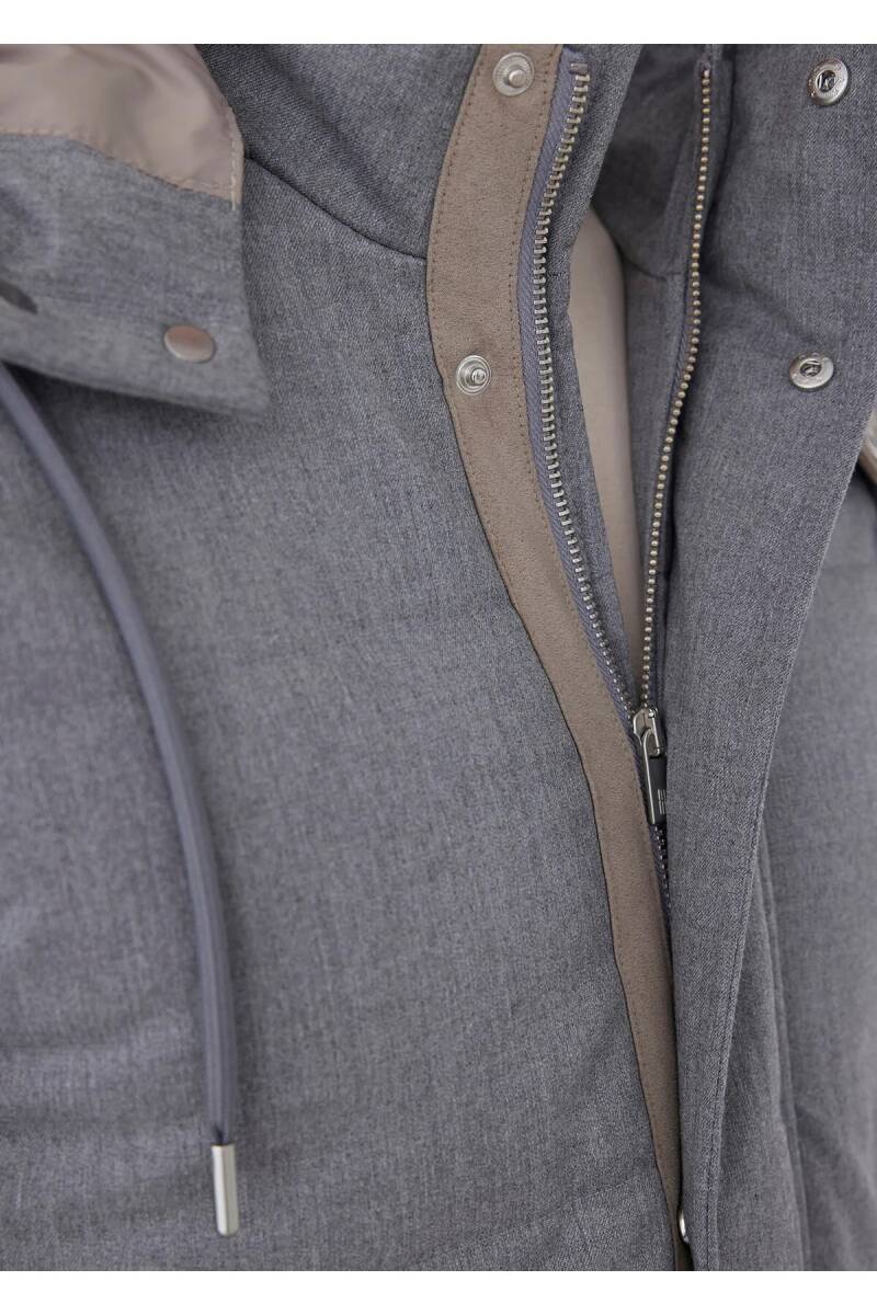Talu Gray Zippered Hooded Coat - 2