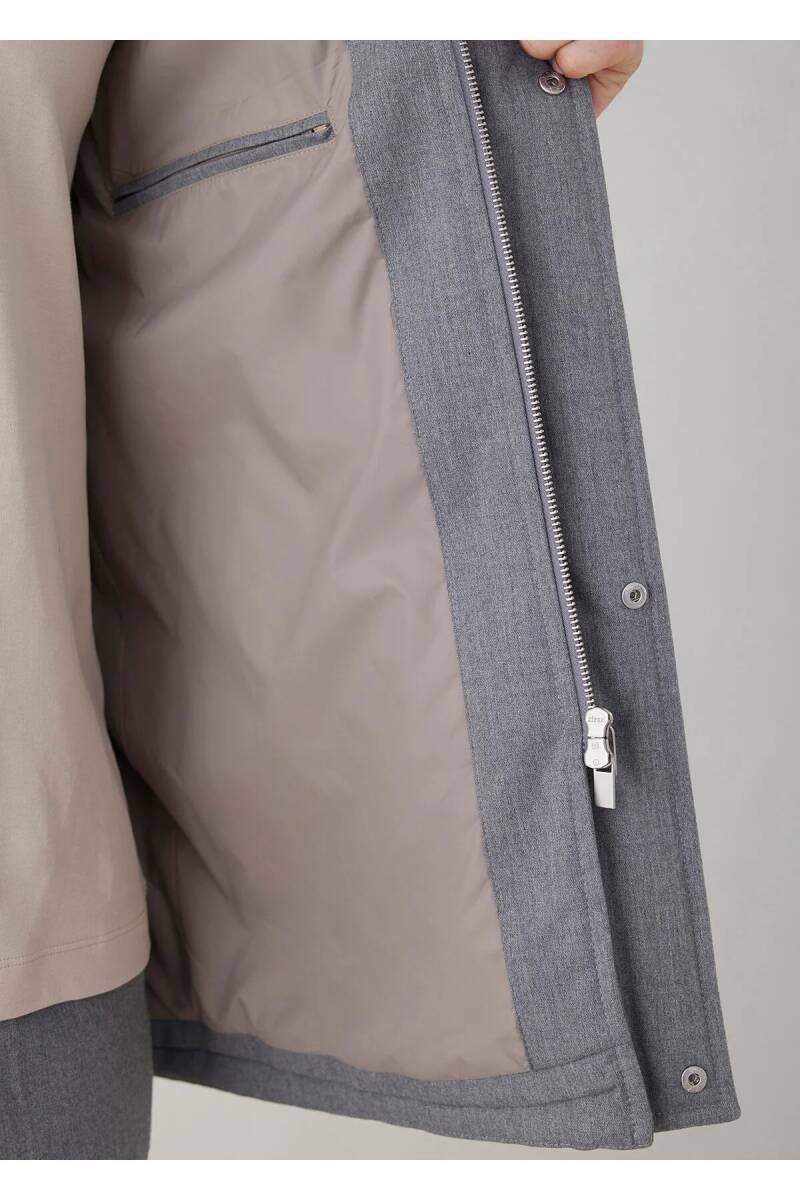 Talu Gray Zippered Hooded Coat - 4