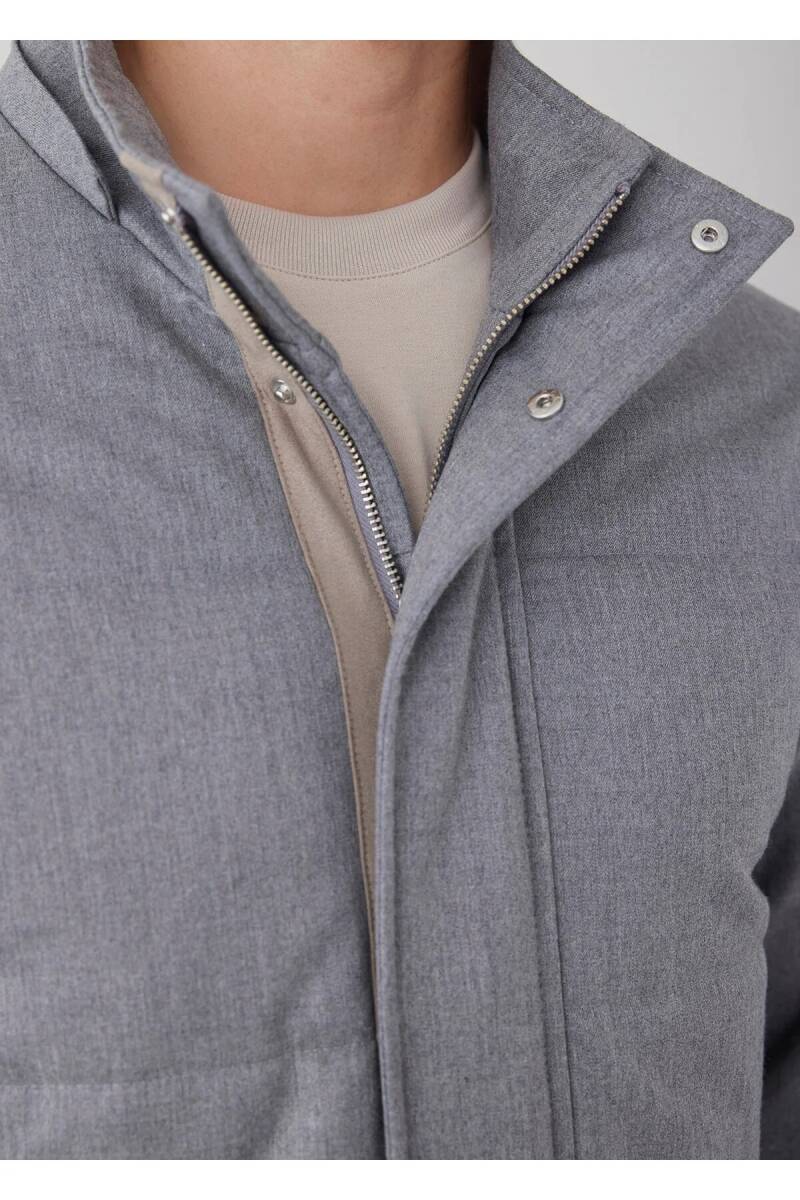 Talu Gray Zippered Hooded Coat - 5