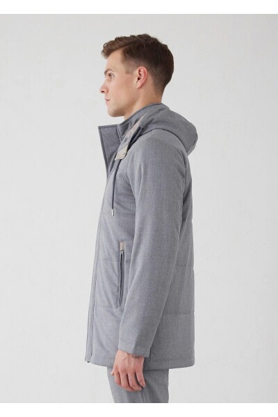 Talu Gray Zippered Hooded Coat - 6