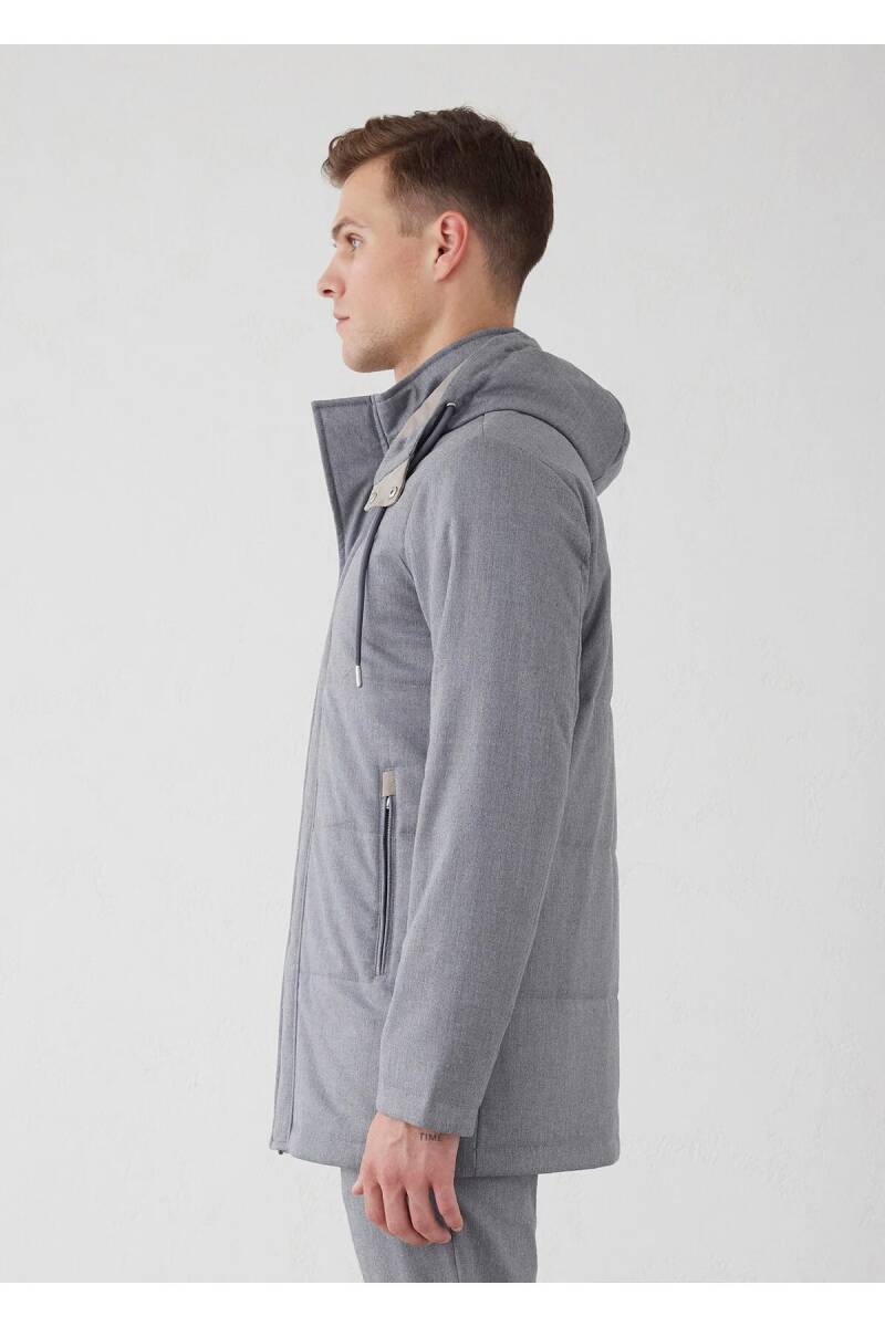 Talu Gray Zippered Hooded Coat - 6