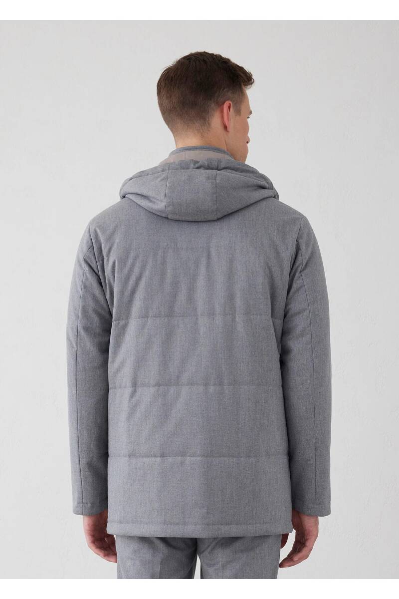 Talu Gray Zippered Hooded Coat - 8