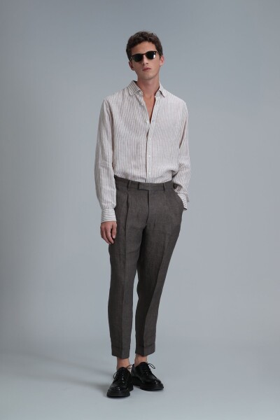 Tamar Erkek Basic Gömlek Regular Fit Bej - LUFIAN (1)