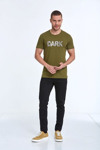 VOLTAJ - Темная хлопковая футболка с тиснением и надписью