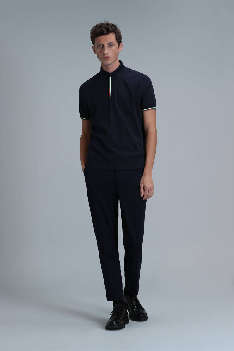 Теплая мужская футболка-поло Smart темно-синяя - 4