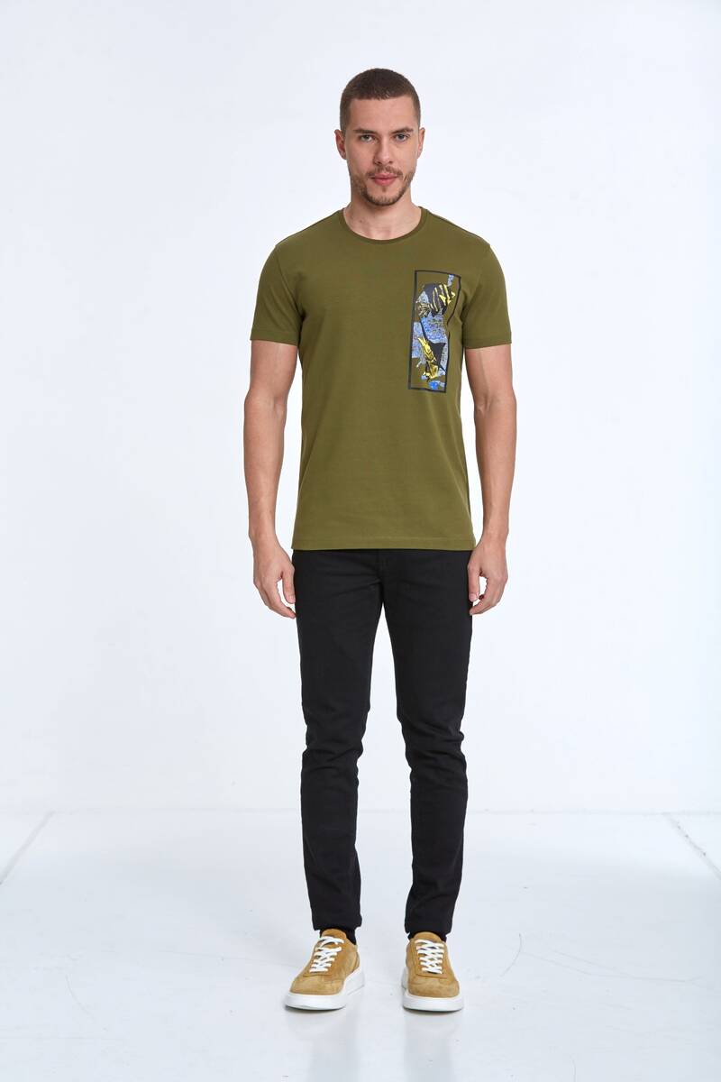 Terra Printed Men's T-Shirt Khaki - 2