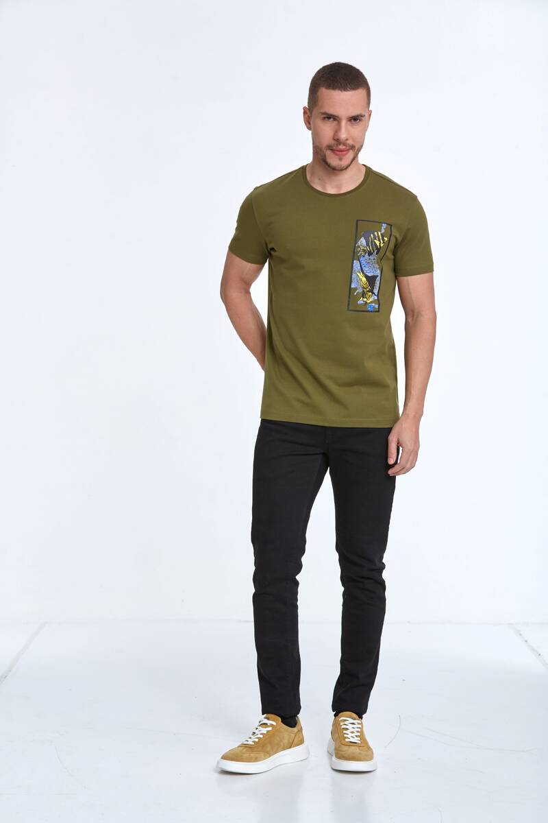 Terra Printed Men's T-Shirt Khaki - 3