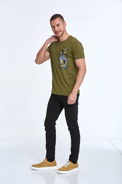 Terra Printed Men's T-Shirt Khaki - 4
