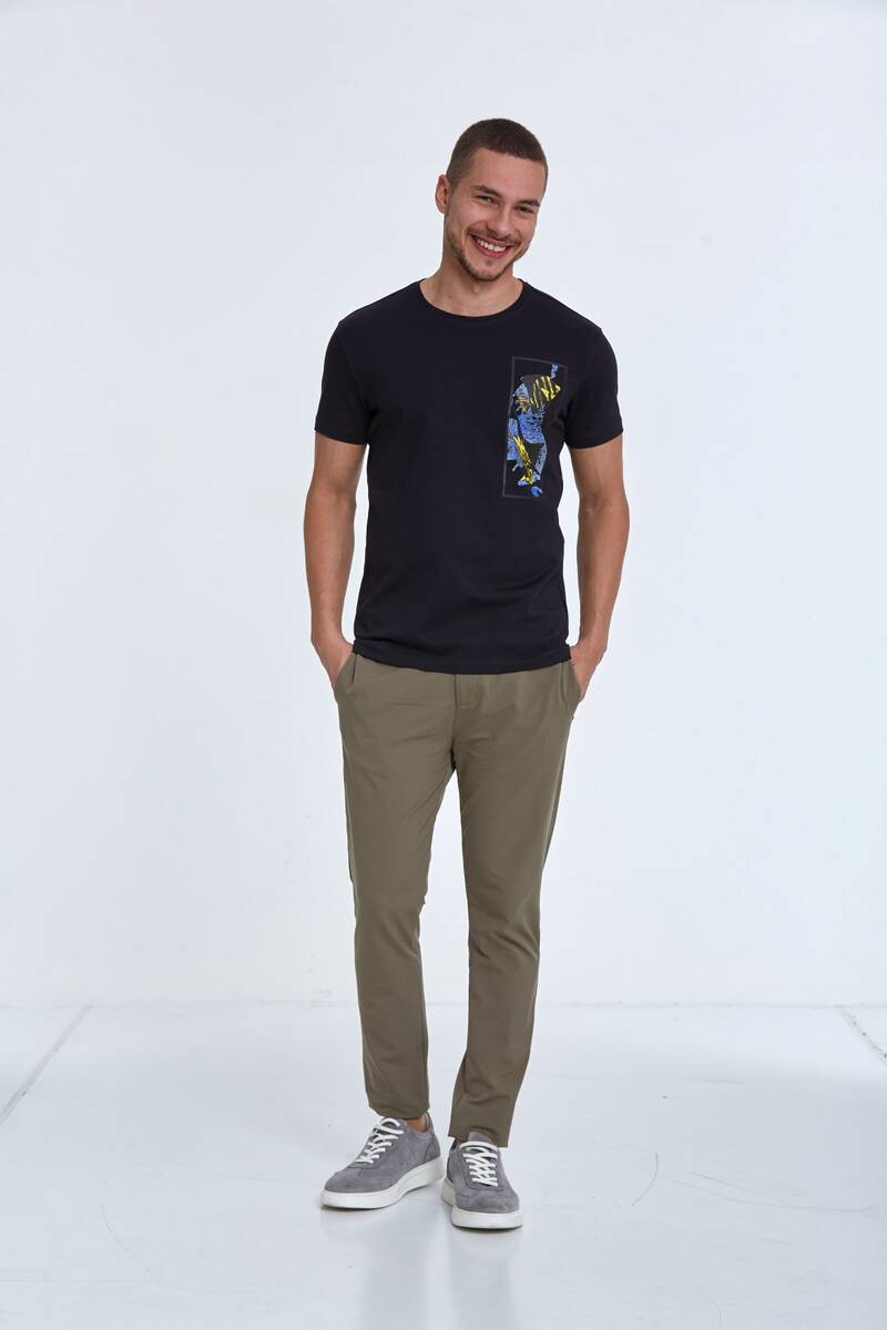 Terra Printed Men's T-Shirt Navy Blue - 3