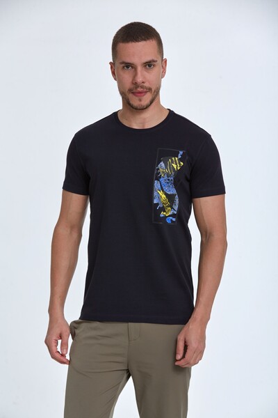Terra Printed Men's T-Shirt Navy Blue 