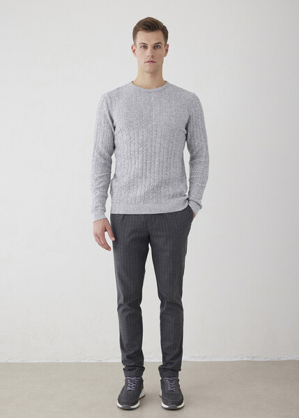 Tetvan Gray Melange Color Hair Knitting Cashmere Knitwear - 1
