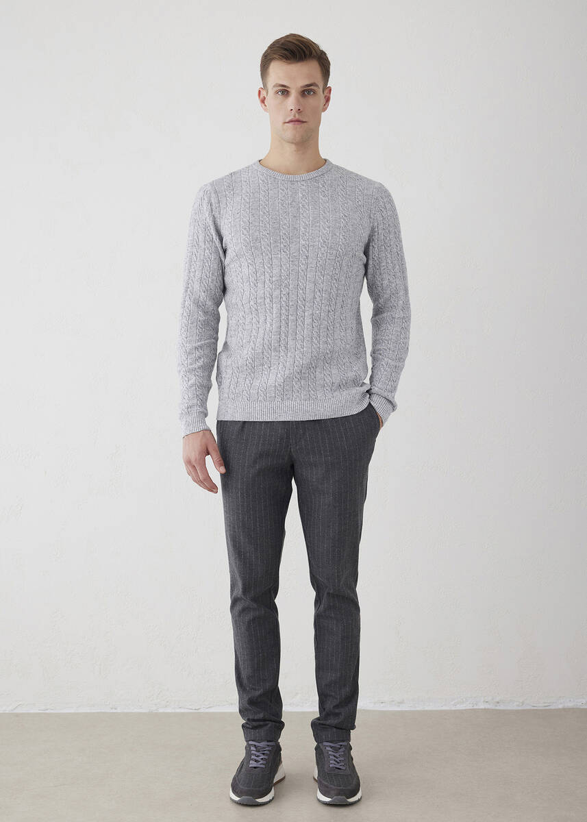 Tetvan Gray Melange Color Hair Knitting Cashmere Knitwear - 1