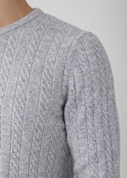 Tetvan Gray Melange Color Hair Knitting Cashmere Knitwear - 2