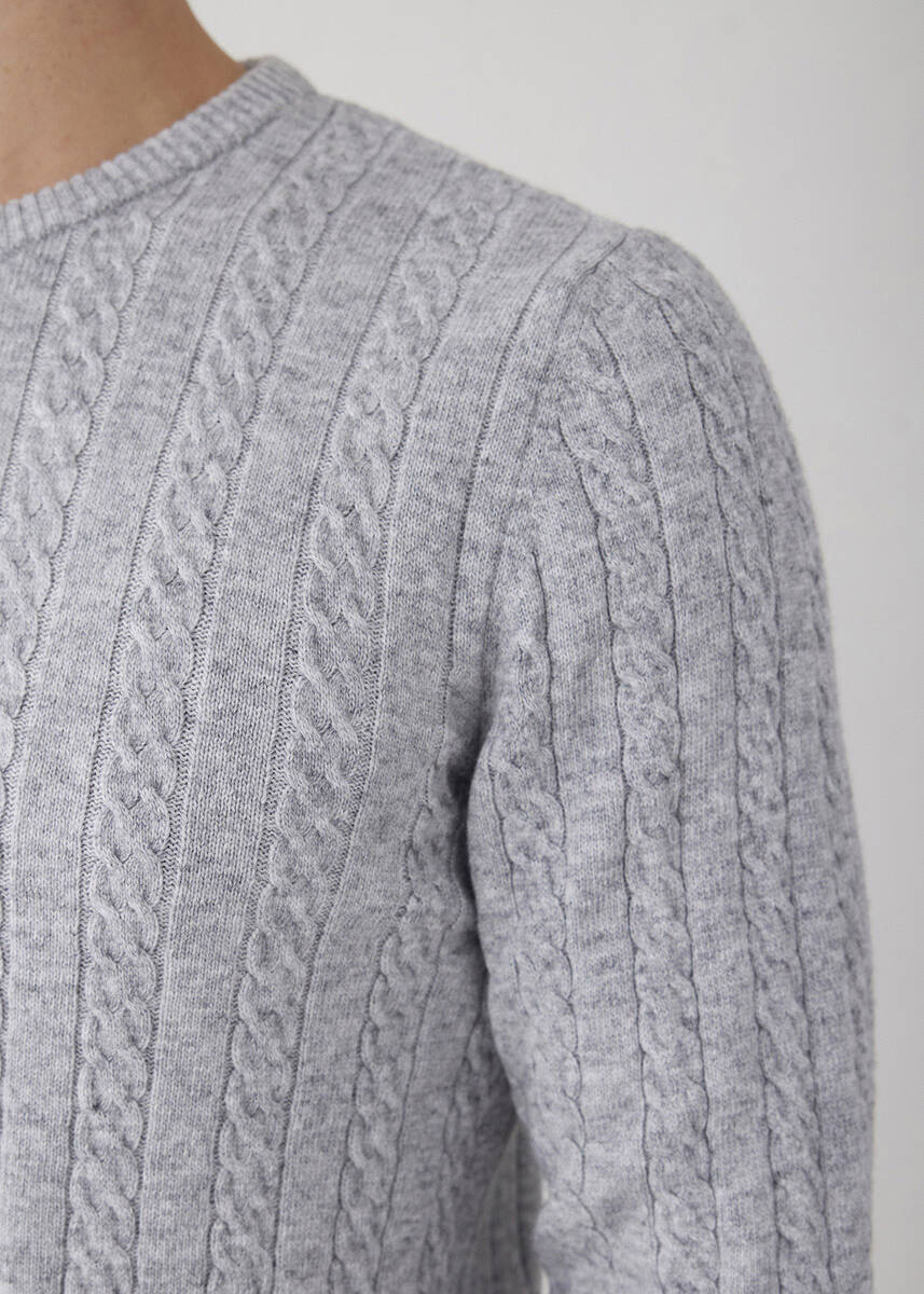 Tetvan Gray Melange Color Hair Knitting Cashmere Knitwear - 2